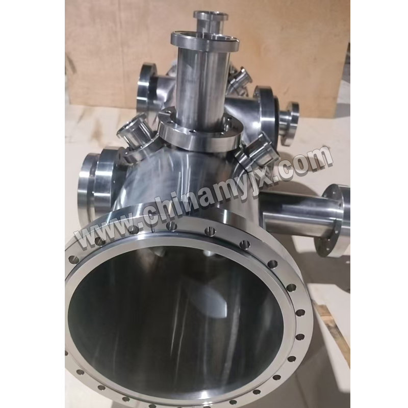Custom Multi-Port Horizontal Stainless Steel Vacuum Chamber Long Cylindrical UHV Vacuum Vessel with CF Flanges