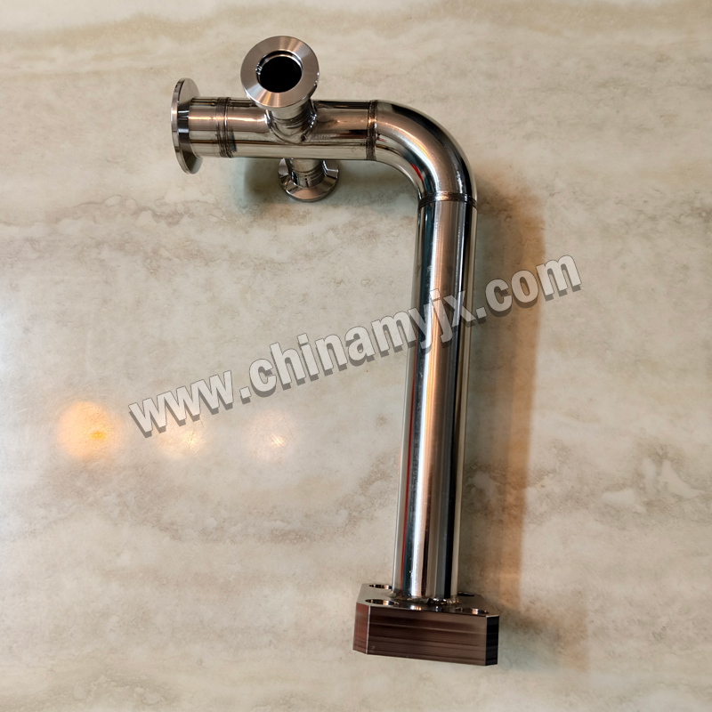 Custom Stainless Steel L-Shaped Vacuum Pipe Assembly Multi-Port KF Flange Vacuum Elbow with Side Ports