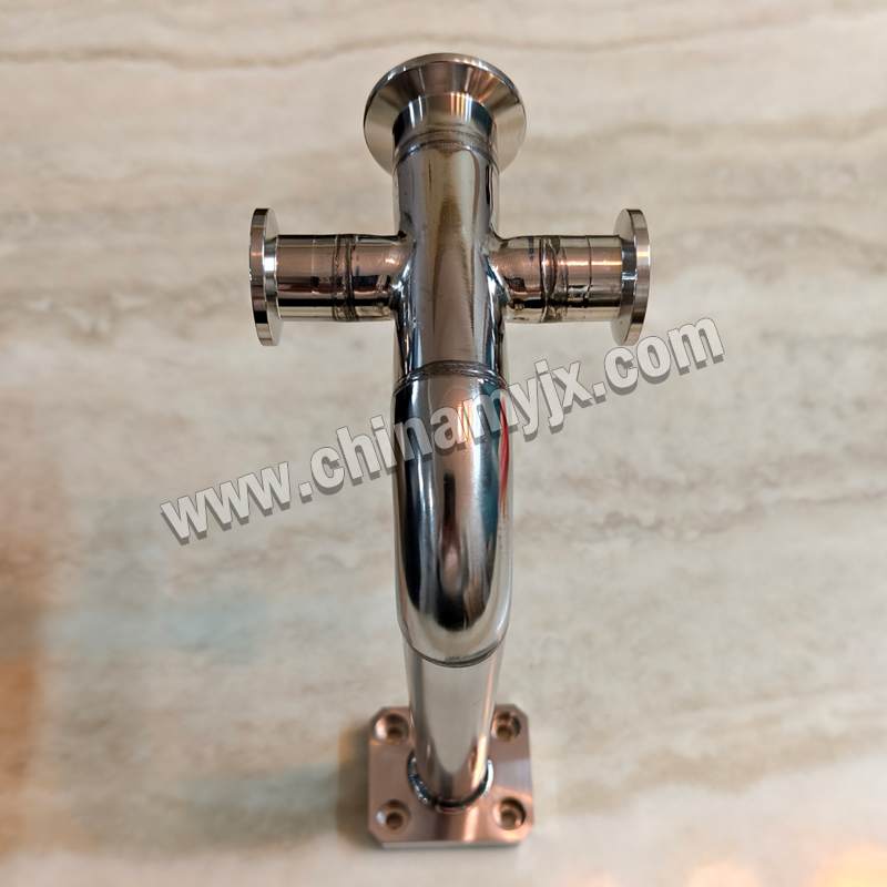 Custom Stainless Steel L-Shaped Vacuum Pipe Assembly Multi-Port KF Flange Vacuum Elbow with Side Ports