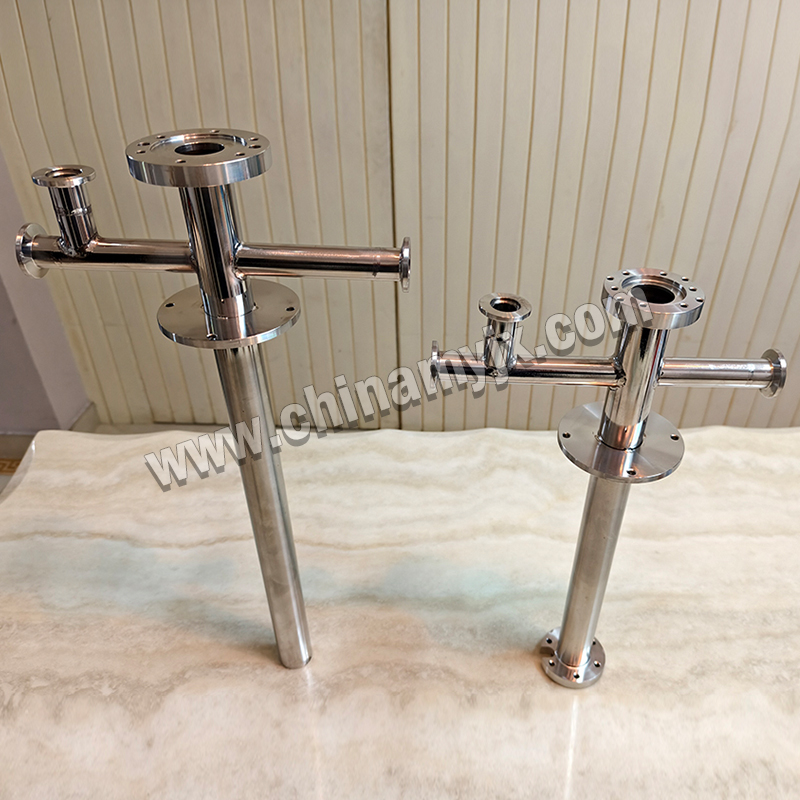 Custom Stainless Steel Multi-Port Vacuum Feedthrough Tube Flanged Vacuum Extension Rod with Side Ports