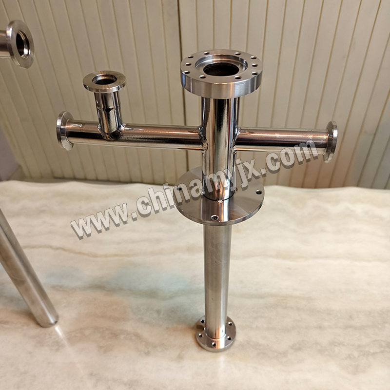 Custom Stainless Steel Multi-Port Vacuum Feedthrough Tube Flanged Vacuum Extension Rod with Side Ports