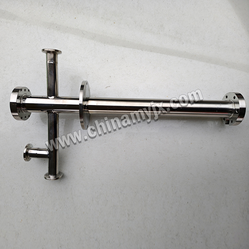 Custom Stainless Steel Multi-Port Vacuum Feedthrough Tube Flanged Vacuum Extension Rod with Side Ports