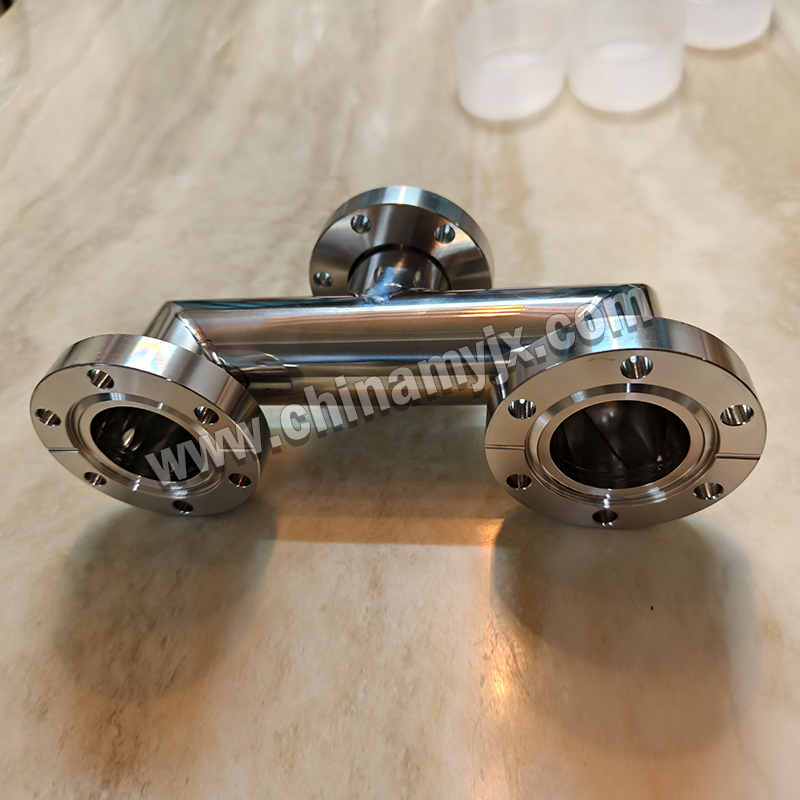 Custom Stainless Steel UHV Vacuum Tee CF Flange 3-Way Vacuum T-Type Connector for High Vacuum System