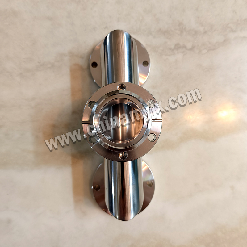 Custom Stainless Steel UHV Vacuum Tee CF Flange 3-Way Vacuum T-Type Connector for High Vacuum System