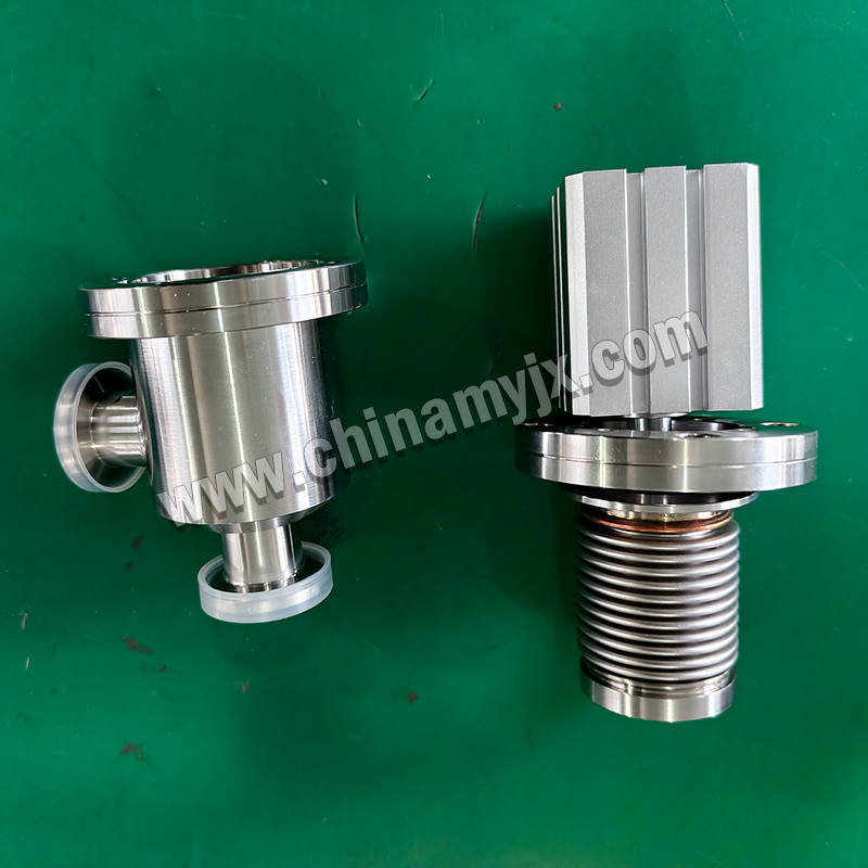Pneumatic Right Angle High Vacuum Angle Valve KF Flange Stainless Steel Vacuum Baffle Valve for Vacuum System