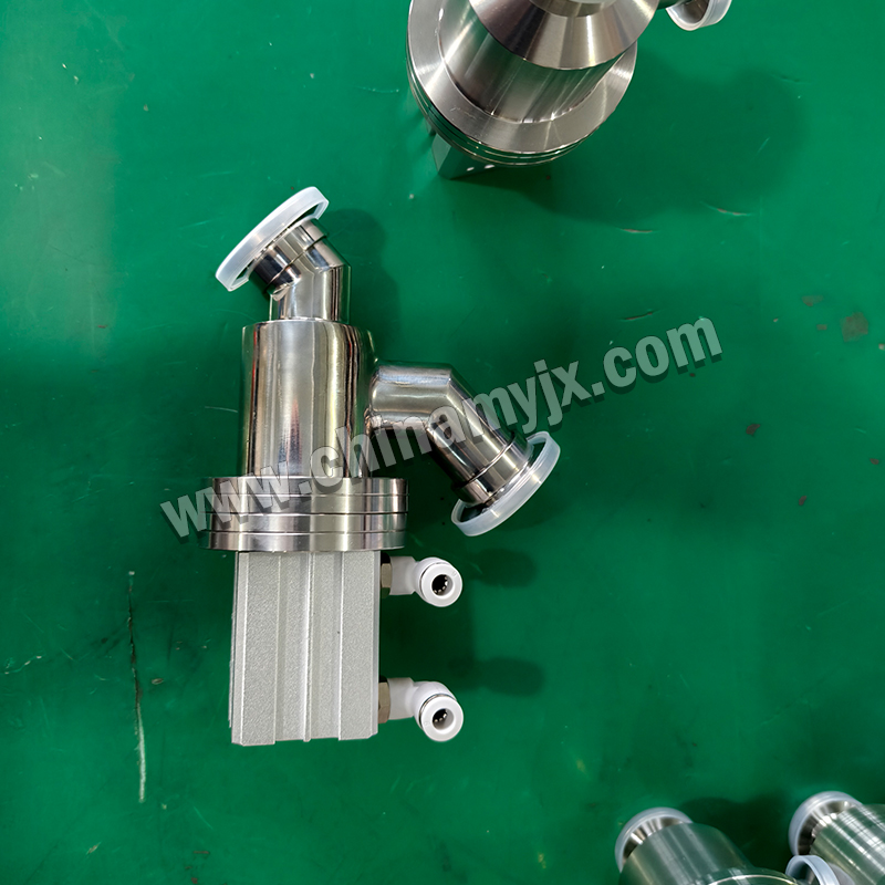 Pneumatic Right Angle High Vacuum Angle Valve KF Flange Stainless Steel Vacuum Baffle Valve for Vacuum System