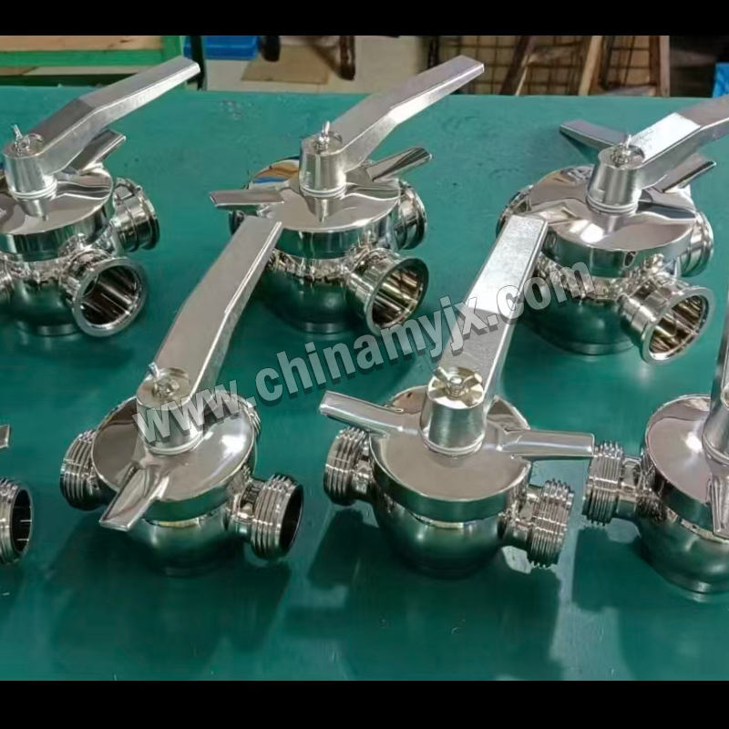 Stainless Steel Sanitary 3-Way Ball Valve Manual Tri-Clamp/Threaded T/L Port Diverter Valve for Food Beverage
