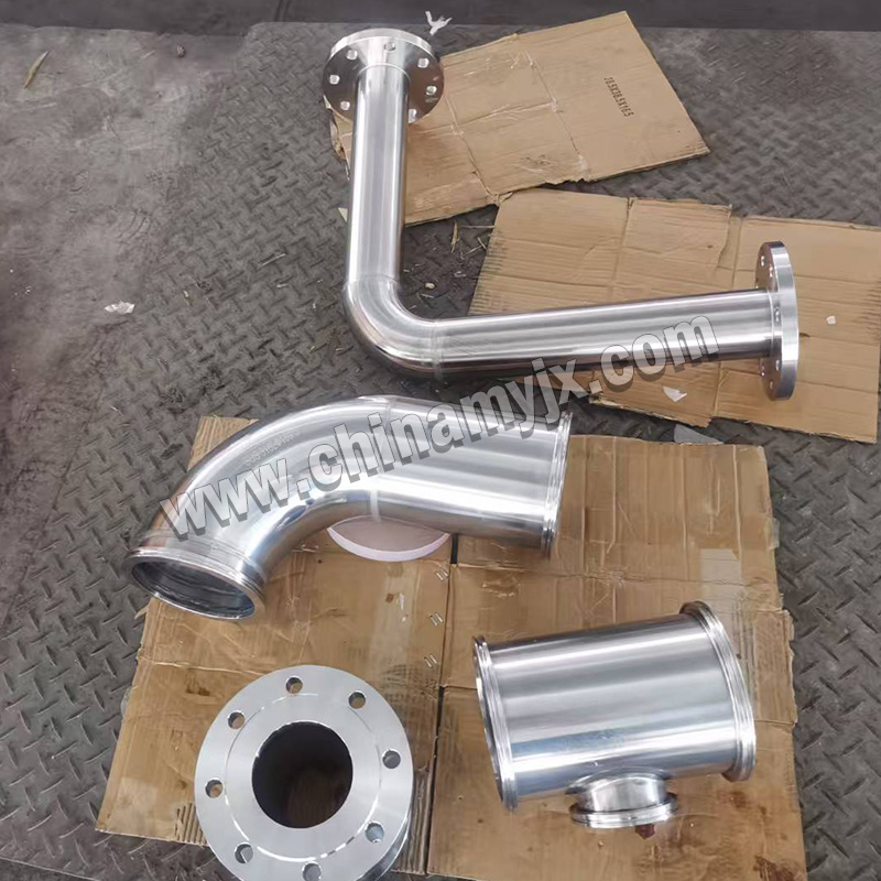 Custom Stainless Steel Sanitary/Vacuum Pipe Fittings Set Flanged 90° Elbow, Tee & Spare Flange