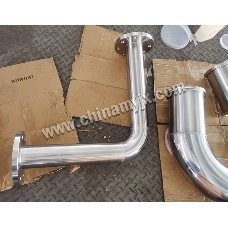 Custom Stainless Steel Sanitary/Vacuum Pipe Fittings Set Flanged 90° Elbow, Tee & Spare Flange