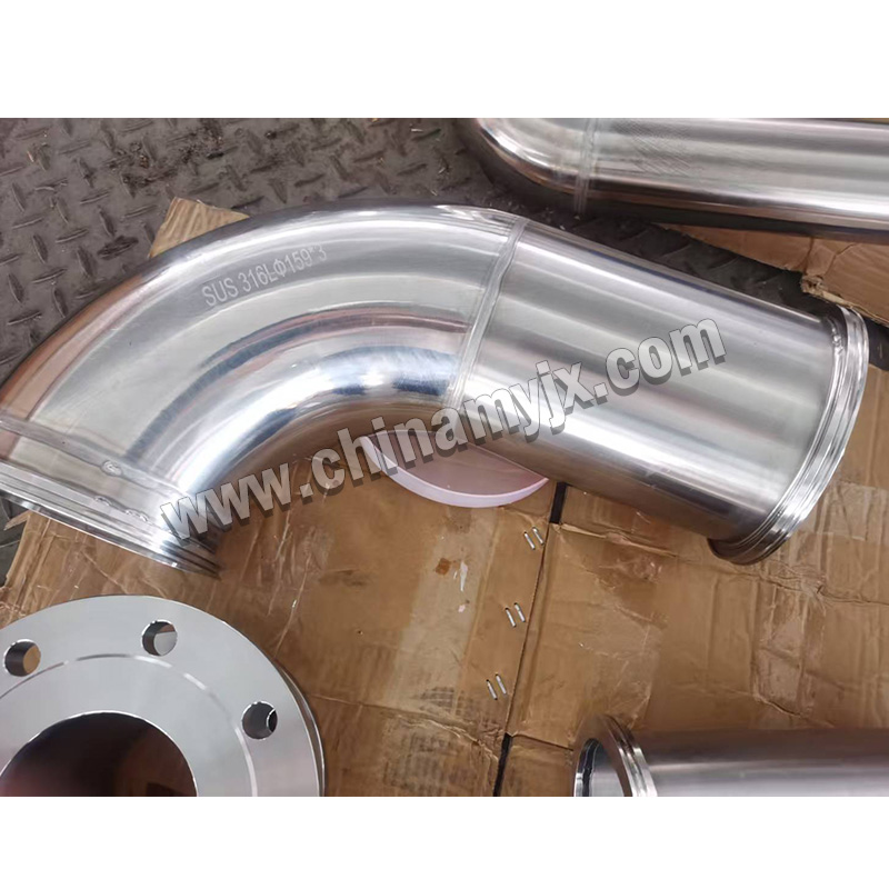 Custom Stainless Steel Sanitary/Vacuum Pipe Fittings Set Flanged 90° Elbow, Tee & Spare Flange