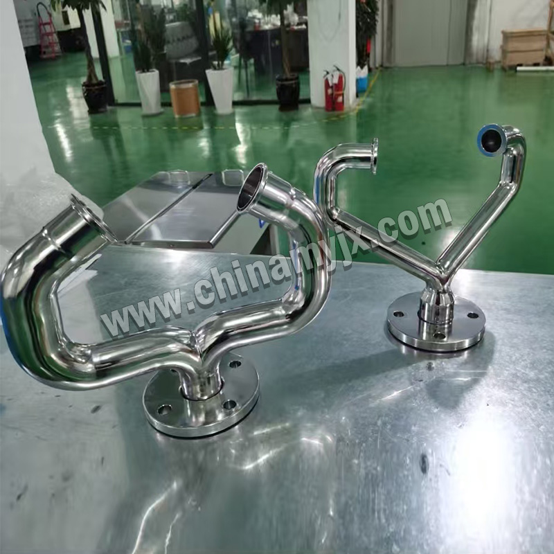 Custom Stainless Steel Sanitary Y-Type Multi-Port Pipe Assembly with Mounting Flange