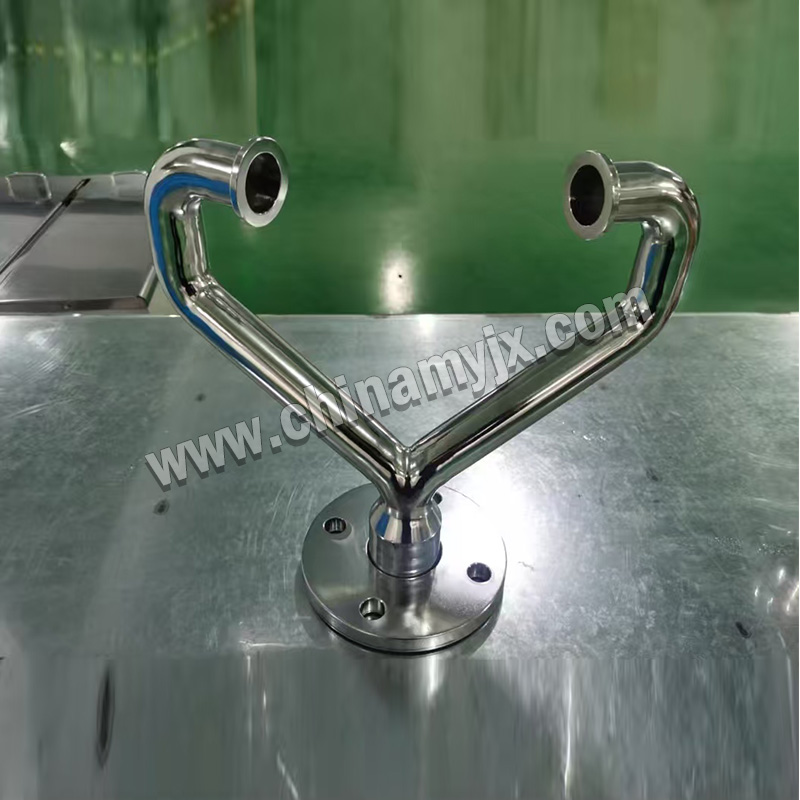 Custom Stainless Steel Sanitary Y-Type Multi-Port Pipe Assembly with Mounting Flange