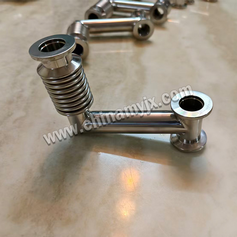 Custom Stainless Steel Vacuum L-Type Tee with Bellows Expansion Joint