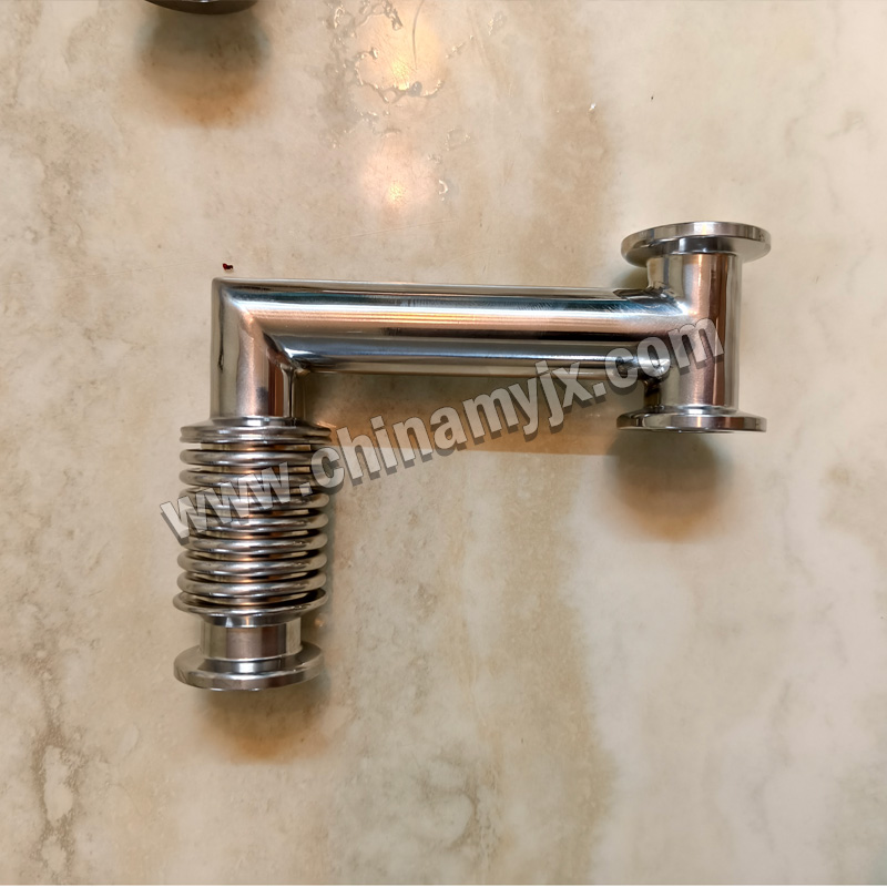 Custom Stainless Steel Vacuum L-Type Tee with Bellows Expansion Joint