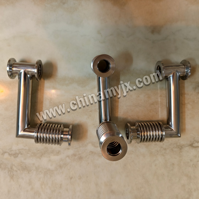 Custom Stainless Steel Vacuum L-Type Tee with Bellows Expansion Joint