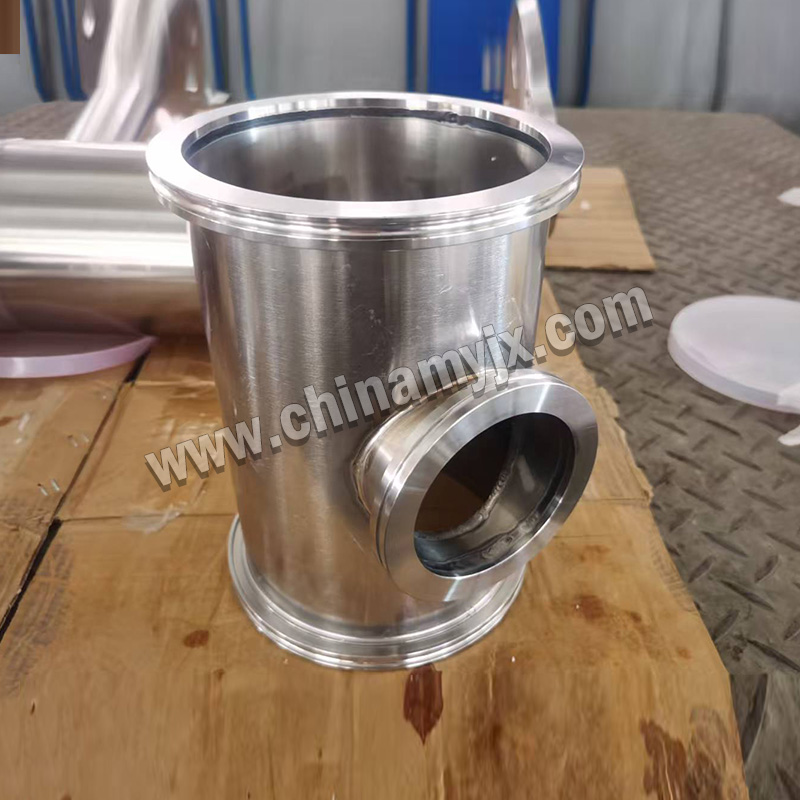 Custom Stainless Steel Vacuum Tee Chamber ISO Flange Vacuum T-Connector with Side Port