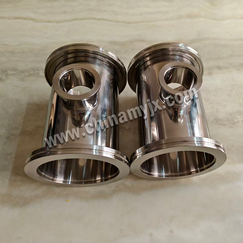 Custom Stainless Steel Vacuum Tee Cylinder ISO Flange Vacuum Manifold with KF Side Port