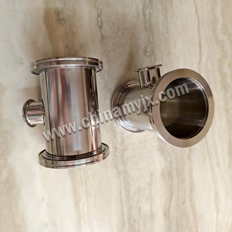 Custom Stainless Steel Vacuum Tee Cylinder ISO Flange Vacuum Manifold with KF Side Port