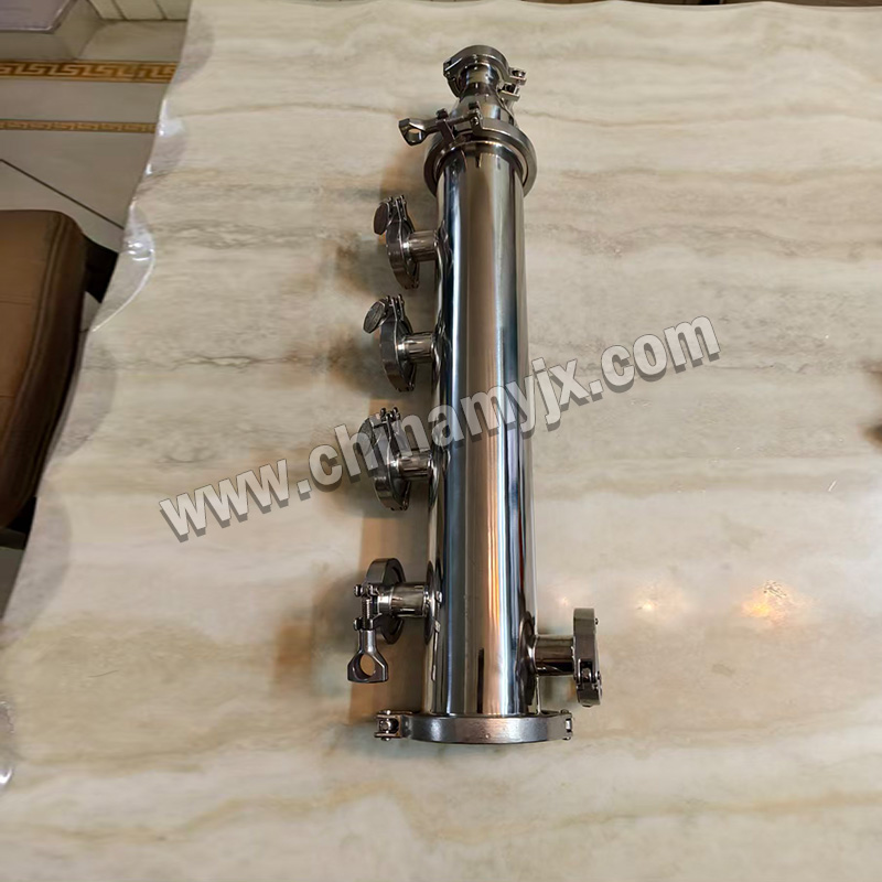 Sanitary Stainless Steel Multi-Port Filter Column with Tri-Clamp Connections for Pharmaceutical Processing
