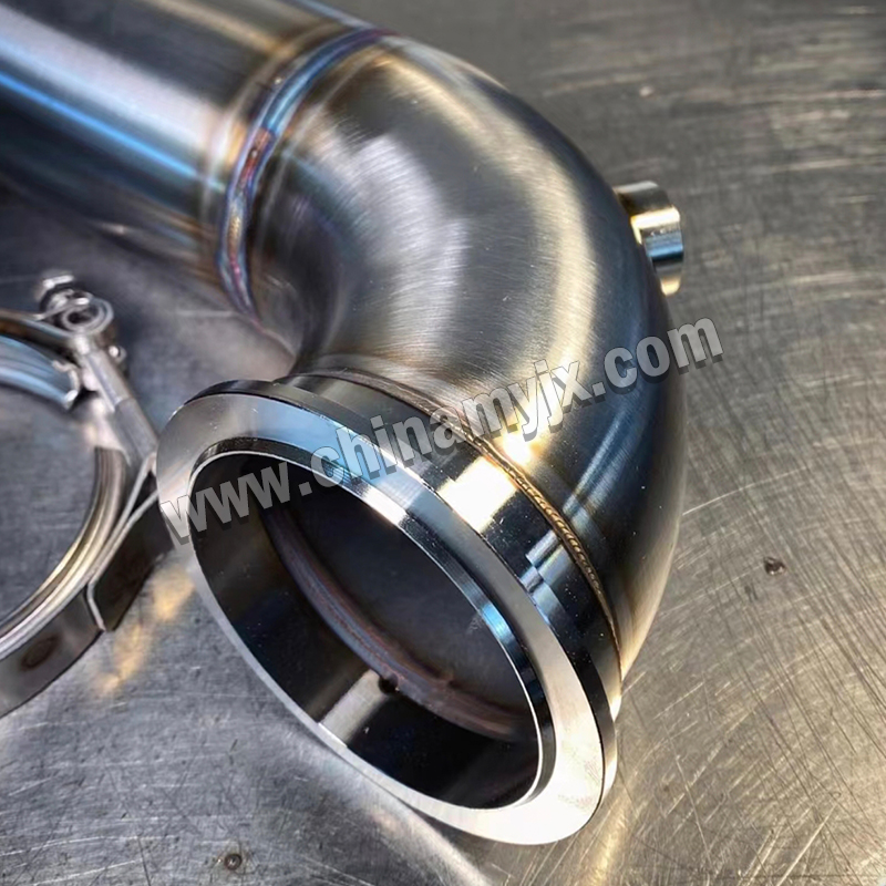 Custom Stainless Steel Exhaust Pipe Assembly with V-Band Clamp & Sensor Port for Automotive/Industrial Engines