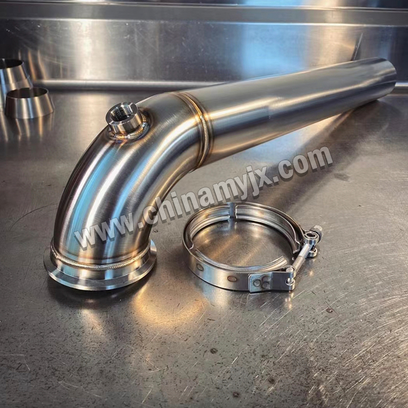 Custom Stainless Steel Exhaust Pipe Assembly with V-Band Clamp & Sensor Port for Automotive/Industrial Engines