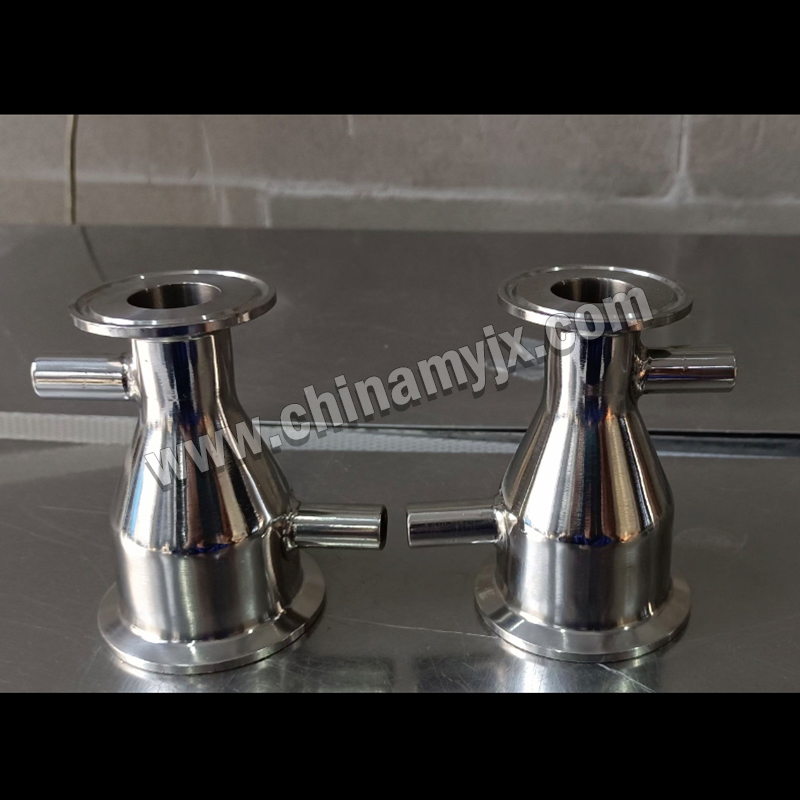 304 Reducing Pipe Fitting with Side Port and Clamp-Style Connection