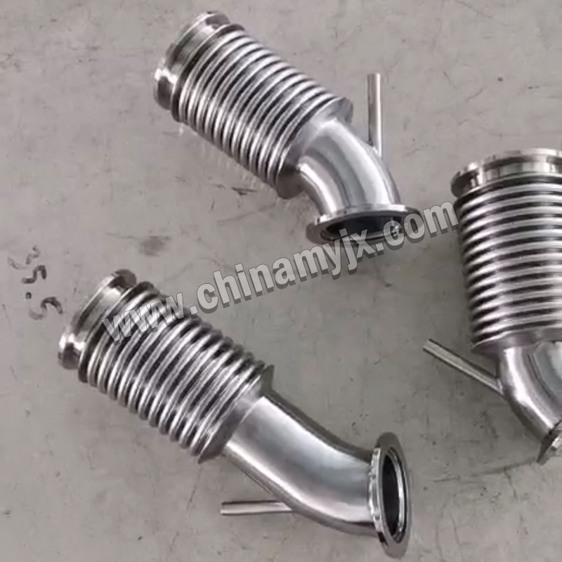 Stainless steel vacuum corrugated bellows elbow (with clamp)